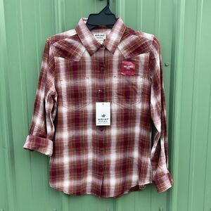 Women’s Ariat Country Western Cowgirl Cotton Flannel Shirt Size M